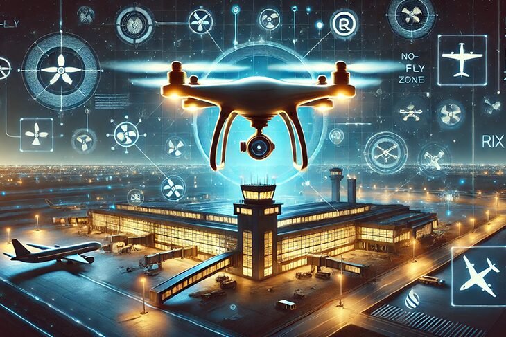 Drona pilotēšana Rīgas starptautiskās lidostas (RIX) zonā